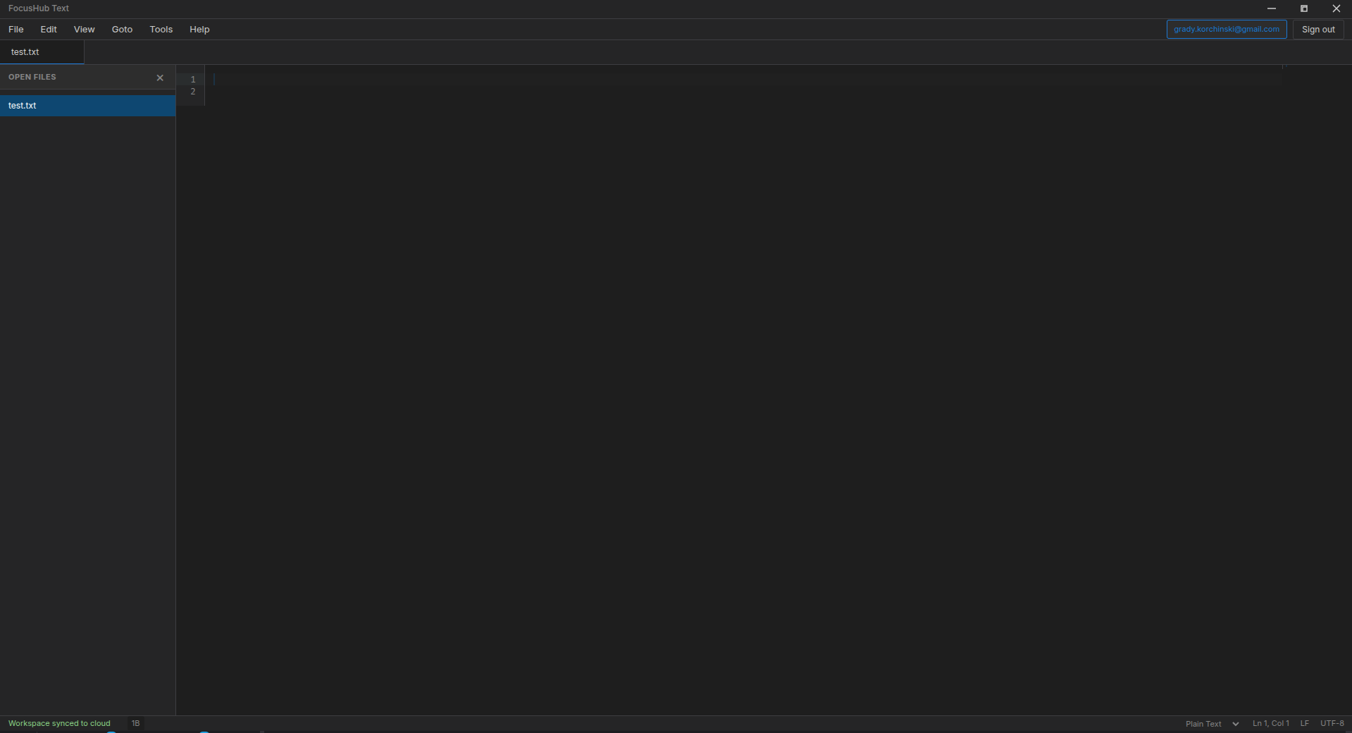 Preview of FocusHub Text Editor interface